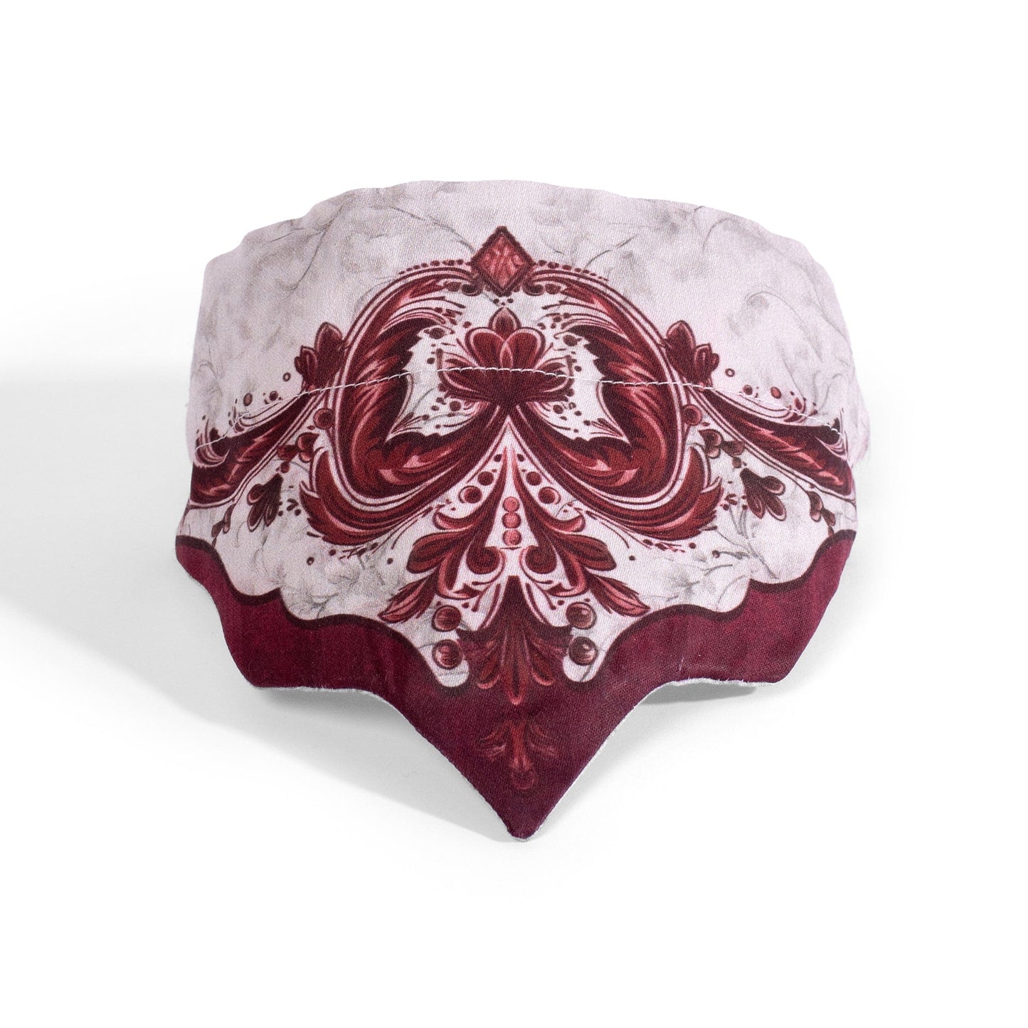 Burgundy and grey Boho style cat and dog bandana with a paisley  pattern 