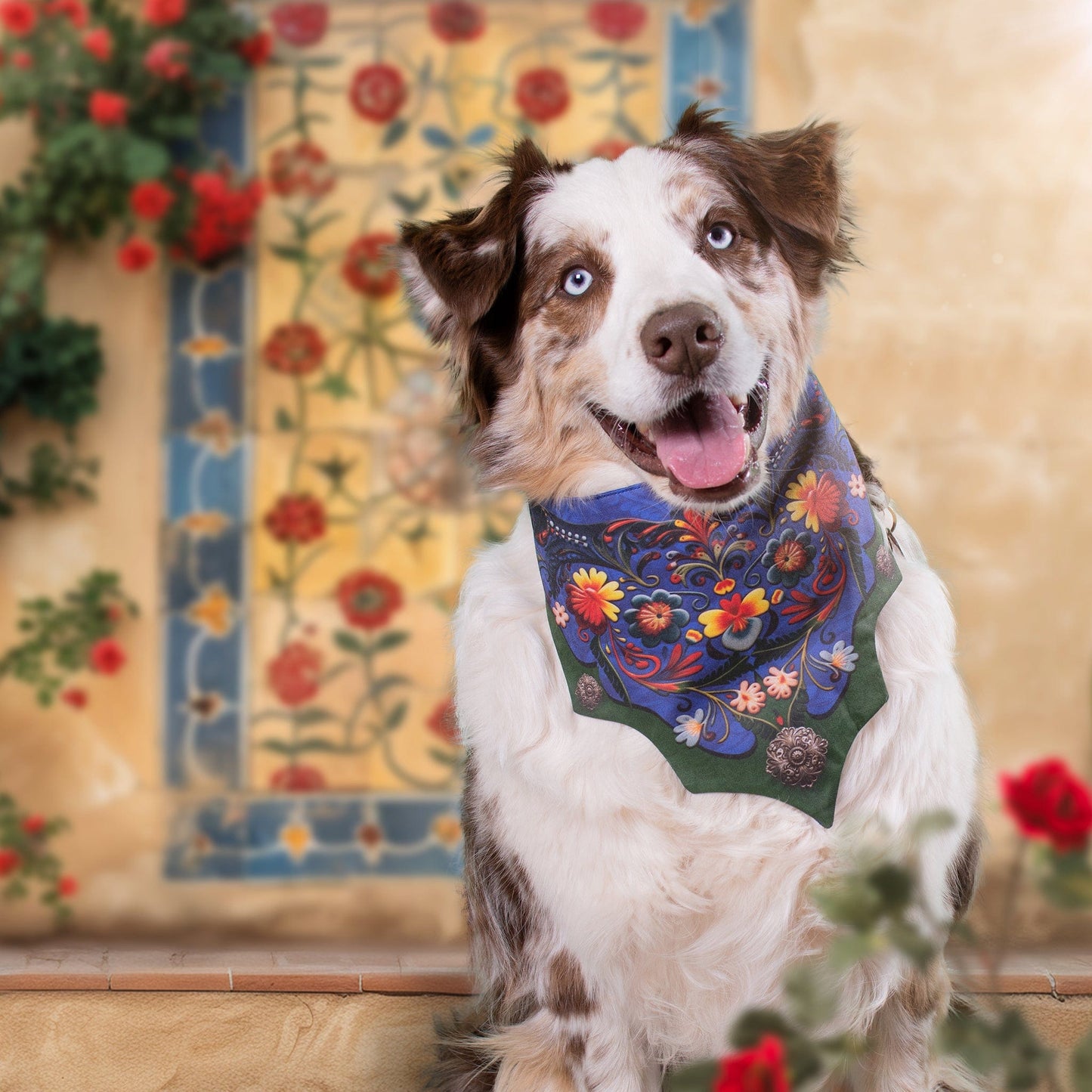 Indigo Flores Dog Bandana