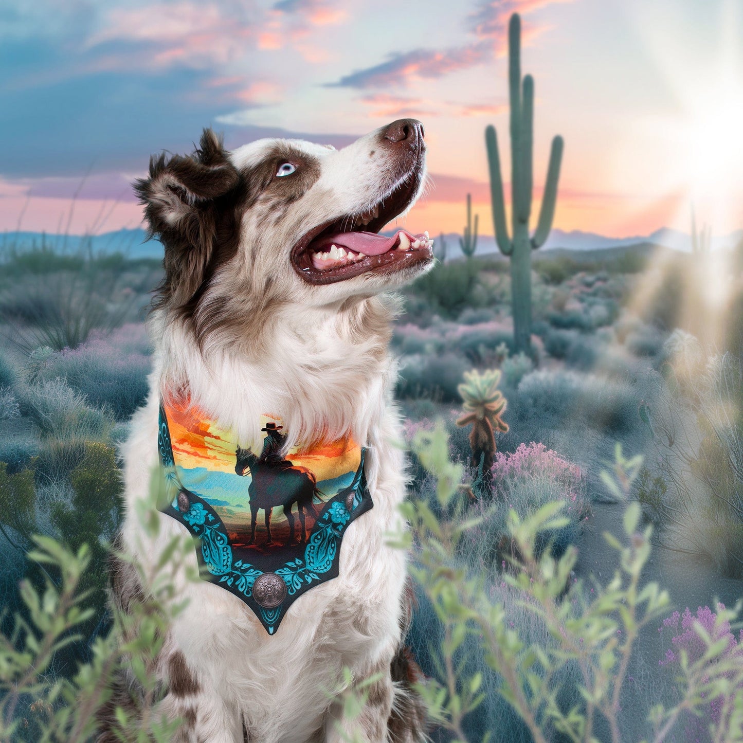 Sunset Cowgirl Dog Bandana